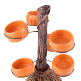 Snack Bowl Holder Halloween Pumpkin Snack Bowl Rack Witch Broom Decor Dessert Bowl Stand for Dining Table