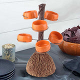 Snack Bowl Holder Halloween Pumpkin Snack Bowl Rack Witch Broom Decor Dessert Bowl Stand for Dining Table - Close-Up Angle