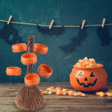 Snack Bowl Holder Halloween Pumpkin Snack Bowl Rack Witch Broom Decor Dessert Bowl Stand for Dining Table - Low Angle