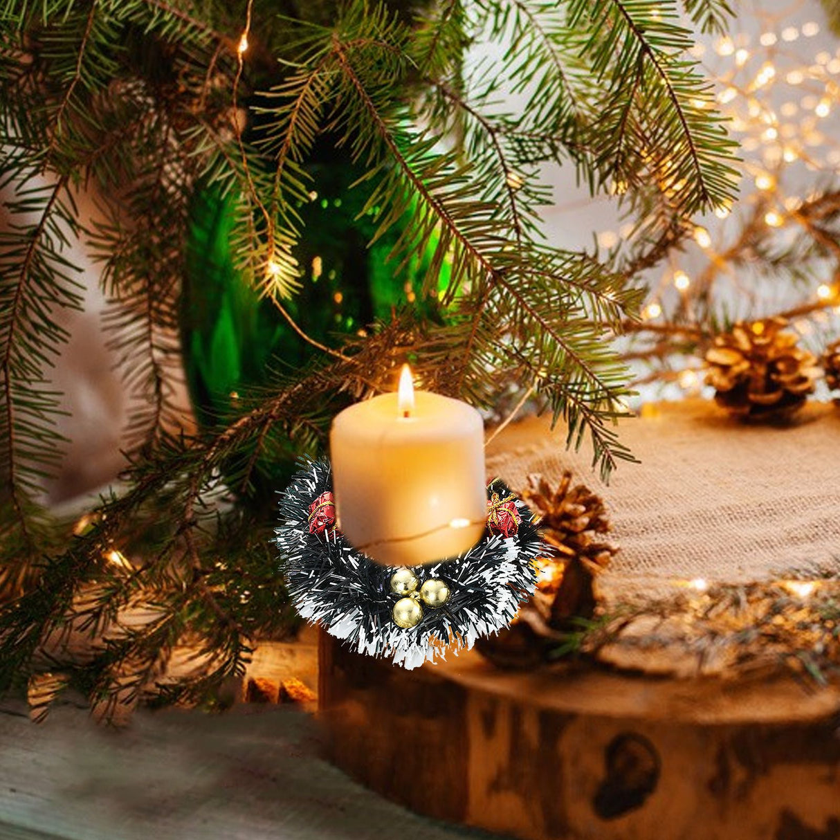 Candle Wreath Christmas Wreath Christmas Tree Wreath Candle Garland