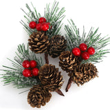 Mini Christmas Tree Accessories Pine Cones Pine Branches Christmas Decorations Small Flower Arrangements - Rear View