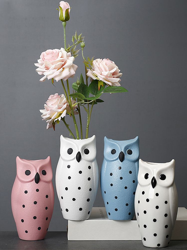 Flower Pots Nordic Modern Vase Decoration Owl Decorative Ceramic Desktop Crafts Ornament