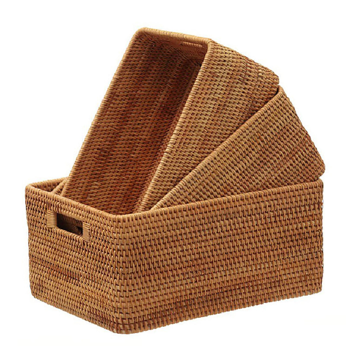 Rattan Storage Basket Desktop Utility Organizer Woven Storage Basket for Coffee Table