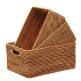 Rattan Storage Basket Desktop Utility Organizer Woven Storage Basket for Coffee Table