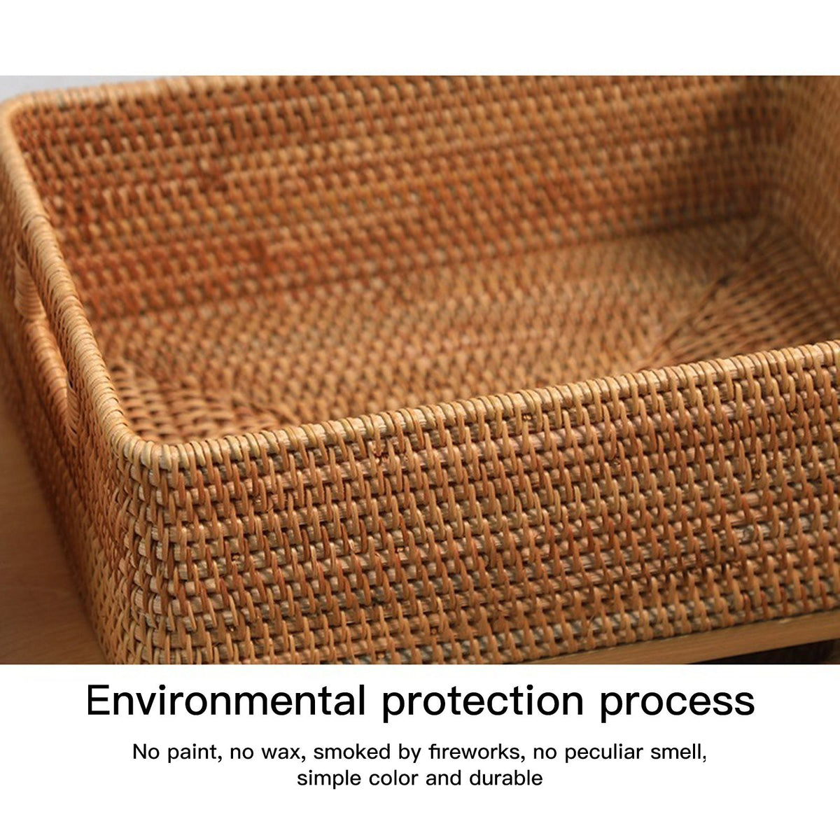 Rattan Storage Basket Desktop Utility Organizer Woven Storage Basket for Coffee Table