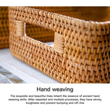 Rattan Storage Basket Desktop Utility Organizer Woven Storage Basket for Coffee Table