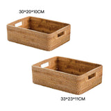 Rattan Storage Basket Desktop Utility Organizer Woven Storage Basket for Coffee Table