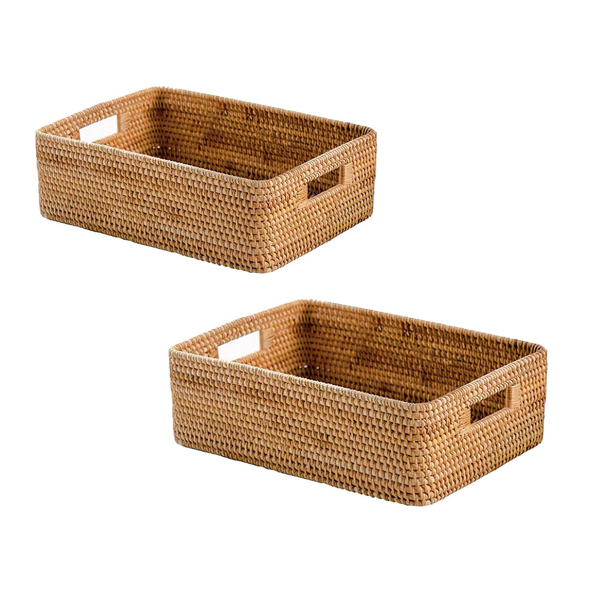 Rattan Storage Basket Desktop Utility Organizer Woven Storage Basket for Coffee Table