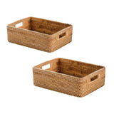 Rattan Storage Basket Desktop Utility Organizer Woven Storage Basket for Coffee Table - Extra Image
