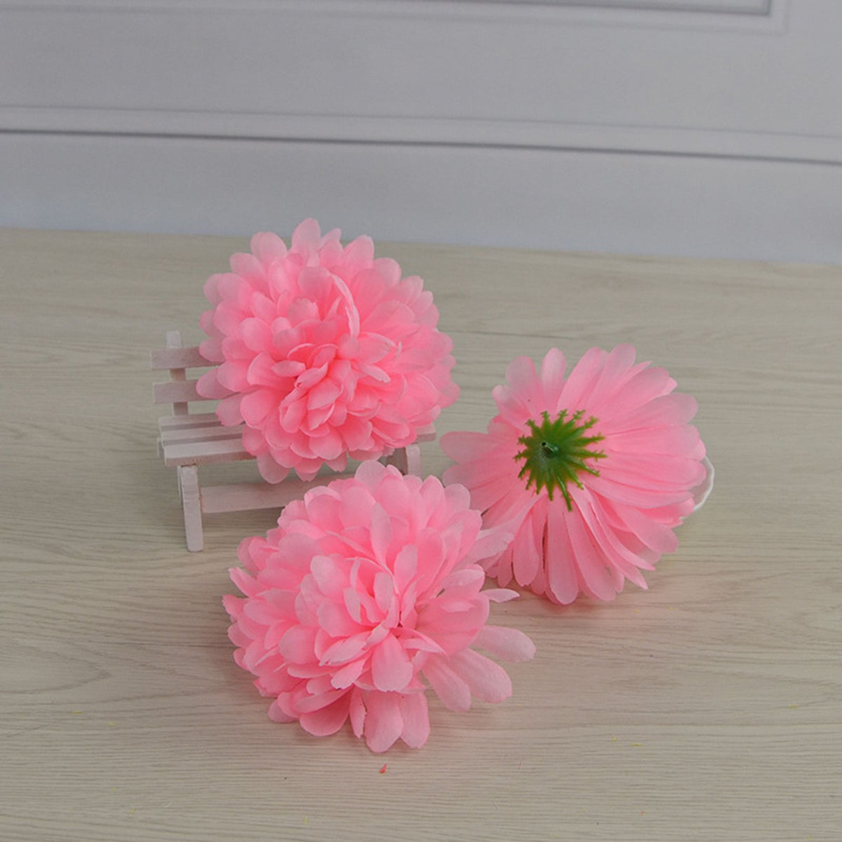 50pcs Artificial Marigold Flowers Fake Flower Heads Garland for Wedding Home Christmas Decor Creamy 10cm