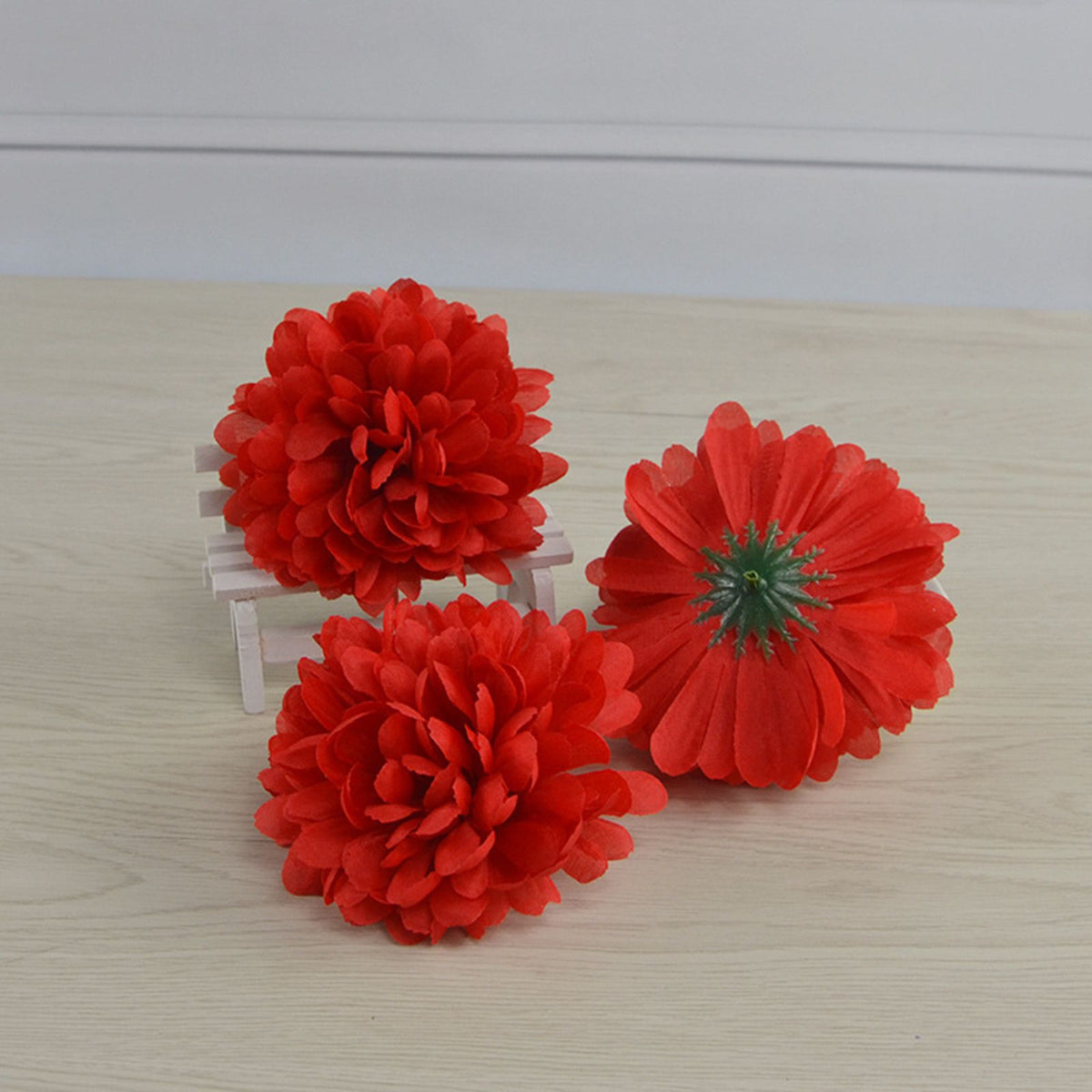 50pcs Artificial Marigold Flowers Fake Flower Heads Garland for Wedding Home Christmas Decor Creamy 10cm