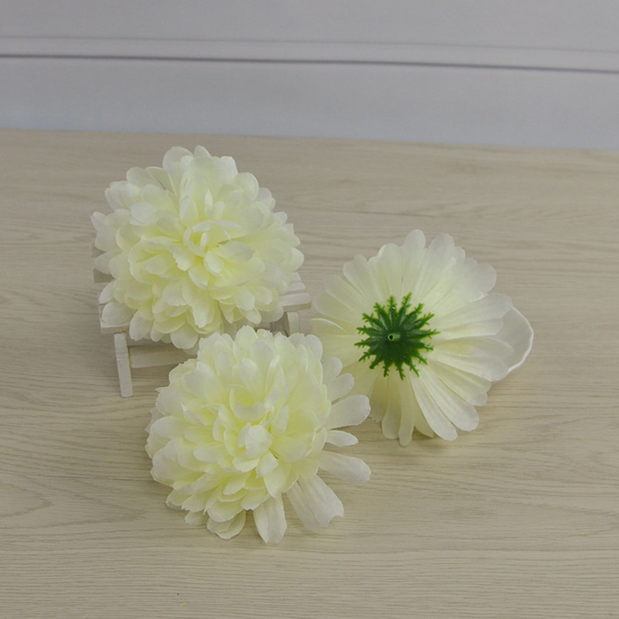 50pcs Artificial Marigold Flowers Fake Flower Heads Garland for Wedding Home Christmas Decor Creamy 10cm