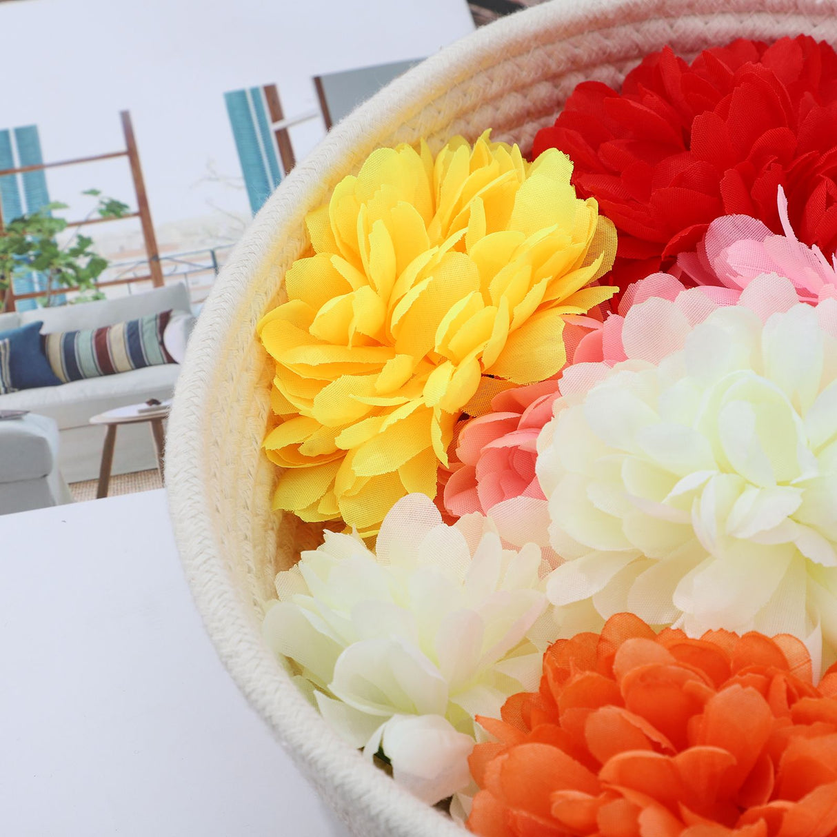 50pcs Artificial Marigold Flowers Fake Flower Heads Garland for Wedding Home Christmas Decor Creamy 10cm