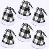 Plaid Christmas Hat Linen Adult Christmas Hat Xmas Holiday Hat Christmas Decorative Hat - Side View