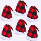 Plaid Christmas Hat Linen Adult Christmas Hat Xmas Holiday Hat Christmas Decorative Hat - Top-Down View