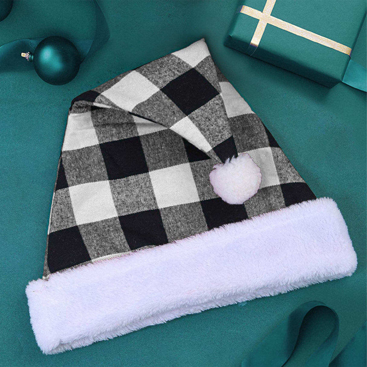 Plaid Christmas Hat Linen Adult Christmas Hat Xmas Holiday Hat Christmas Decorative Hat