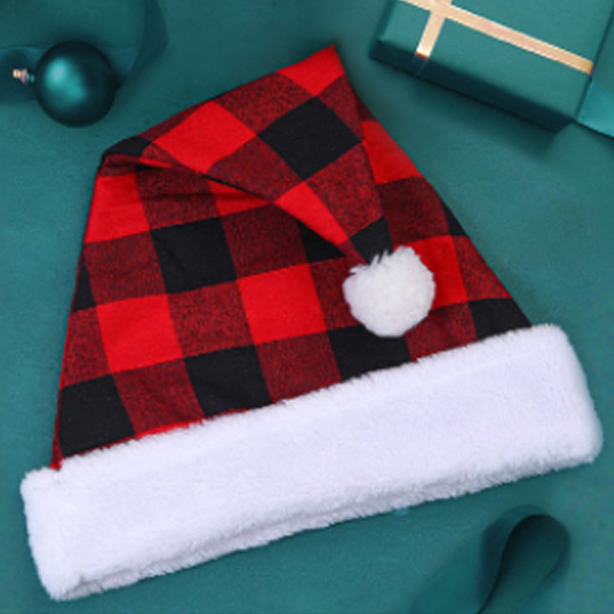 Plaid Christmas Hat Linen Adult Christmas Hat Xmas Holiday Hat Christmas Decorative Hat
