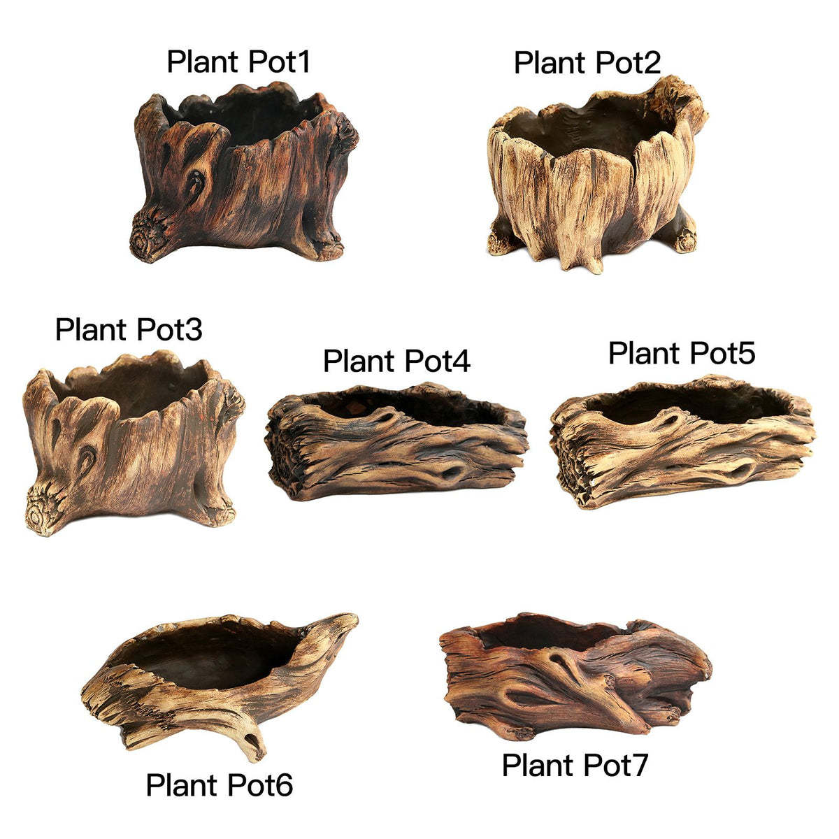 Cement Tree Stump Flower Pot