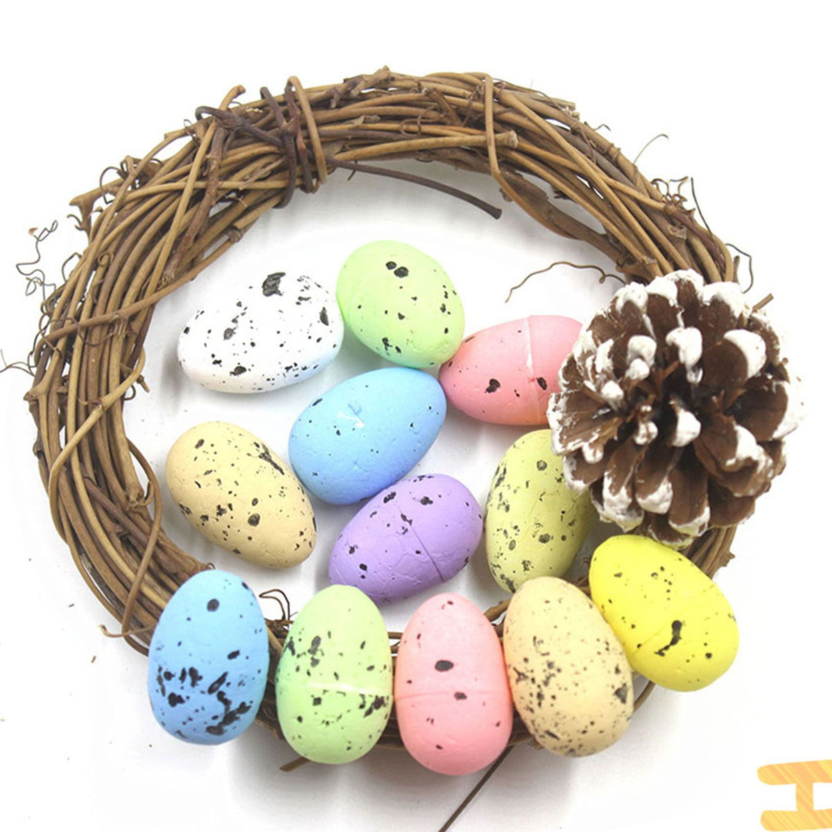 100PCS Colorful Foam Eggs Easter Egg Ornaments Crafts Birds Eggs DIY Wreath Accessories