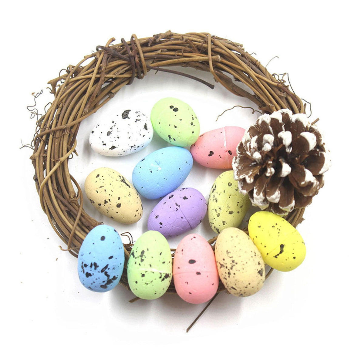 100PCS Colorful Foam Eggs Easter Egg Ornaments Crafts Birds Eggs DIY Wreath Accessories