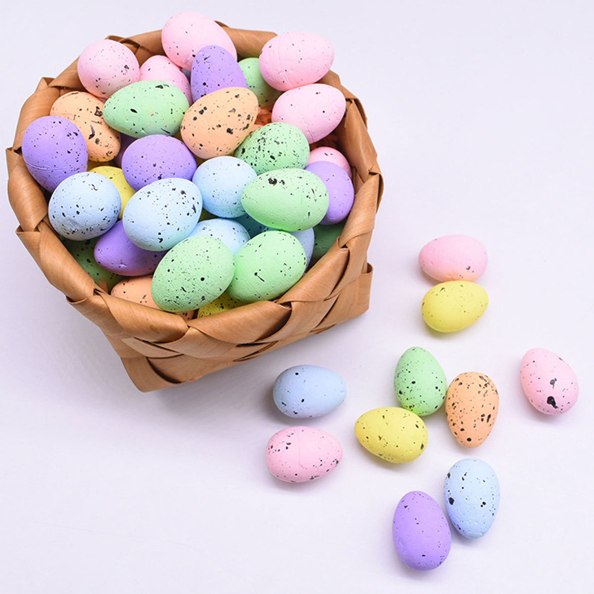 100PCS Colorful Foam Eggs Easter Egg Ornaments Crafts Birds Eggs DIY Wreath Accessories