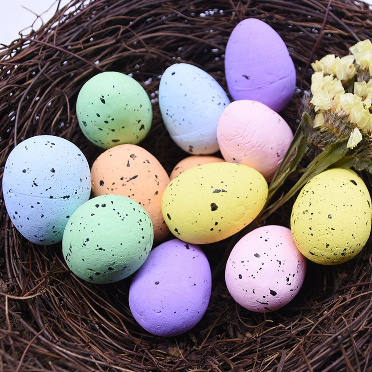 100PCS Colorful Foam Eggs Easter Egg Ornaments Crafts Birds Eggs DIY Wreath Accessories