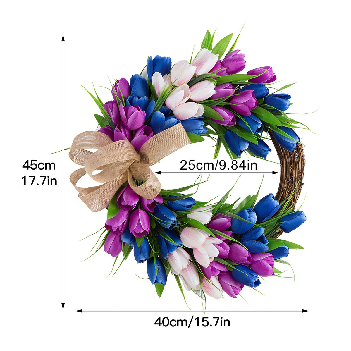 Wreath Artificial Hanging Wreath for Front Door Wall Tree Party Shop Window Decoration