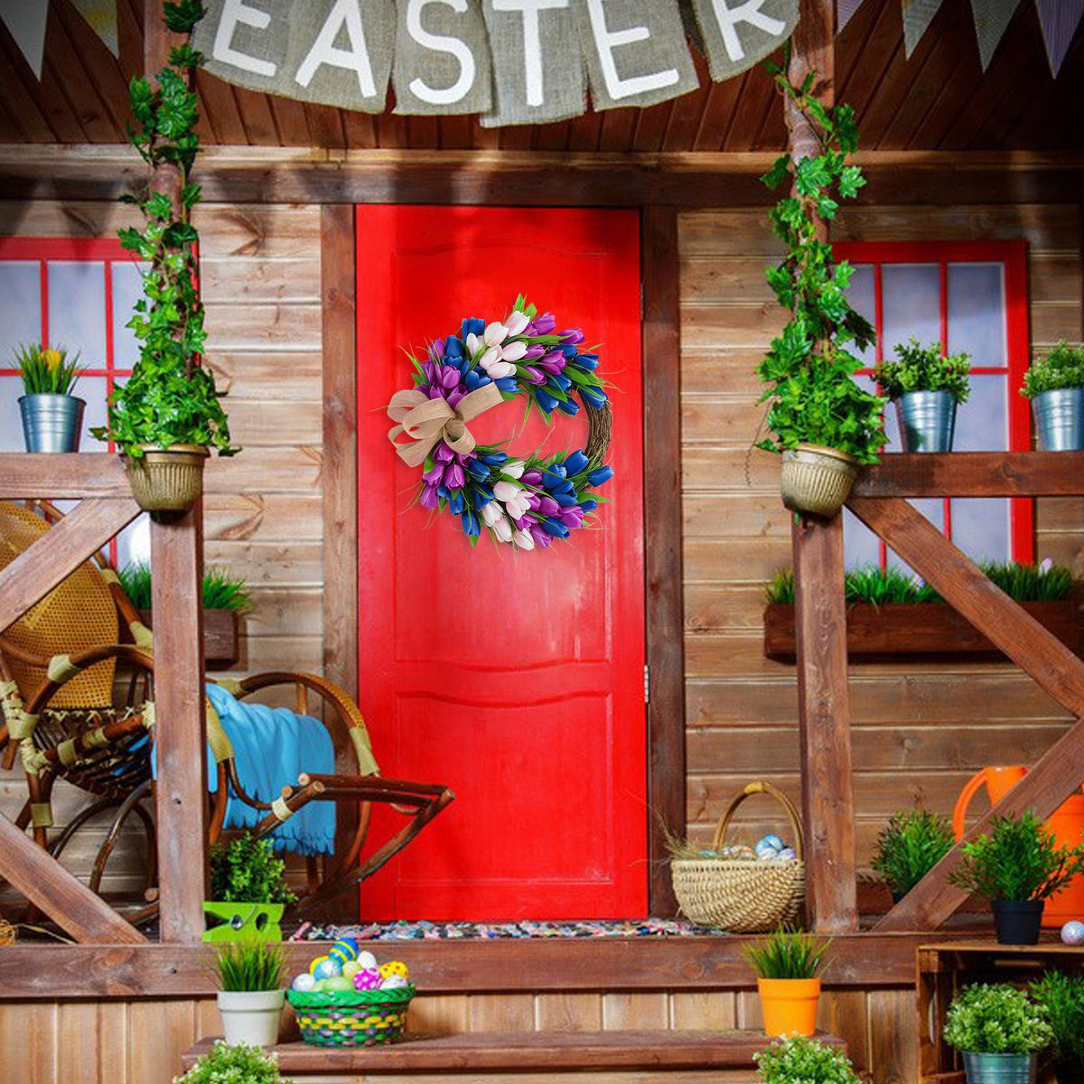 Wreath Artificial Hanging Wreath for Front Door Wall Tree Party Shop Window Decoration