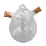 Glass Oil Control Jar Kitchen 2 in 1 Sealed Oil and Vinegar Dispenser Transparent Oil and Vinegar Bottle - Low Angle