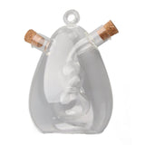 Glass Oil Control Jar Kitchen 2 in 1 Sealed Oil and Vinegar Dispenser Transparent Oil and Vinegar Bottle