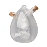 Glass Oil Control Jar Kitchen 2 in 1 Sealed Oil and Vinegar Dispenser Transparent Oil and Vinegar Bottle