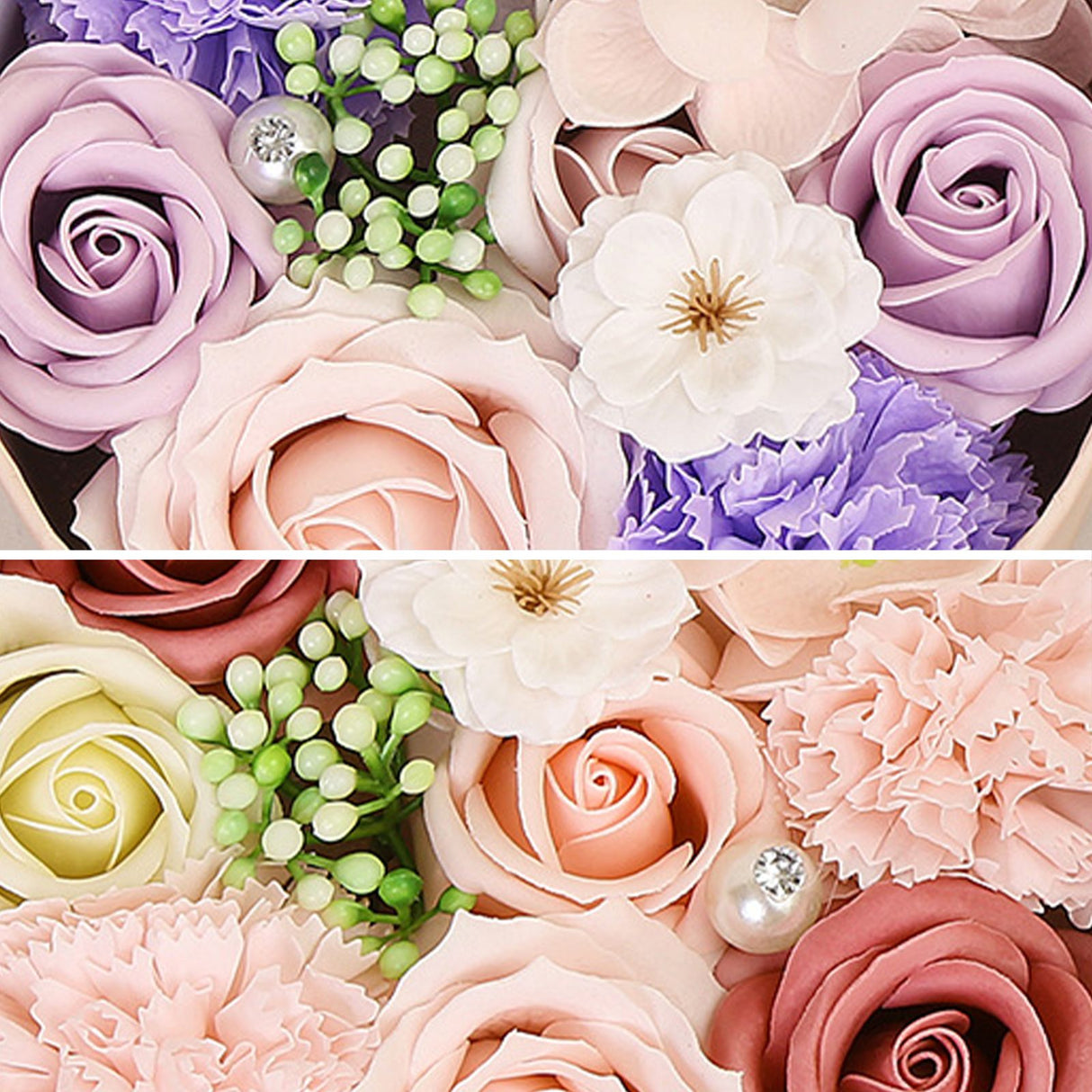 Artificial Flowers Combo Box Simulation Fake Soap Flower Round Box Valentine's Day Holiday Gift