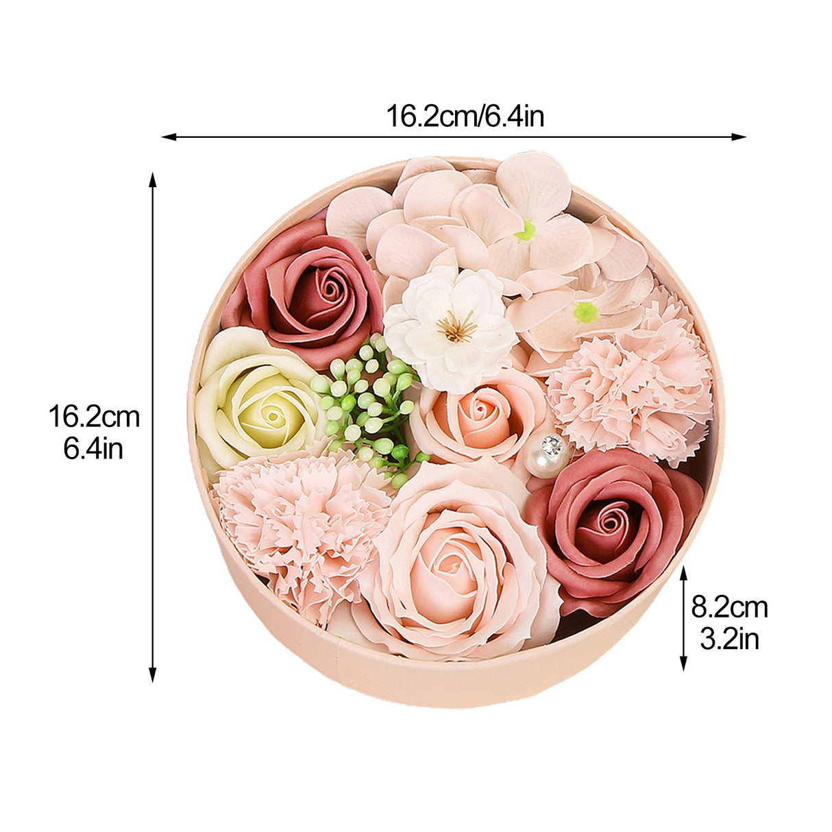 Artificial Flowers Combo Box Simulation Fake Soap Flower Round Box Valentine's Day Holiday Gift