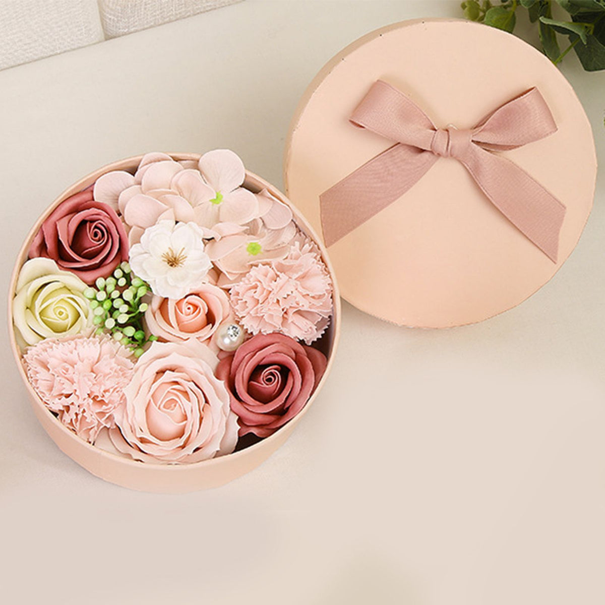 Artificial Flowers Combo Box Simulation Fake Soap Flower Round Box Valentine's Day Holiday Gift