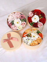 Artificial Flowers Combo Box Simulation Fake Soap Flower Round Box Valentine's Day Holiday Gift