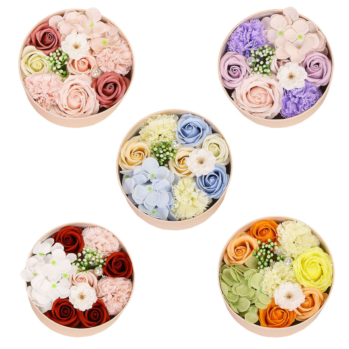 Artificial Flowers Combo Box Simulation Fake Soap Flower Round Box Valentine's Day Holiday Gift