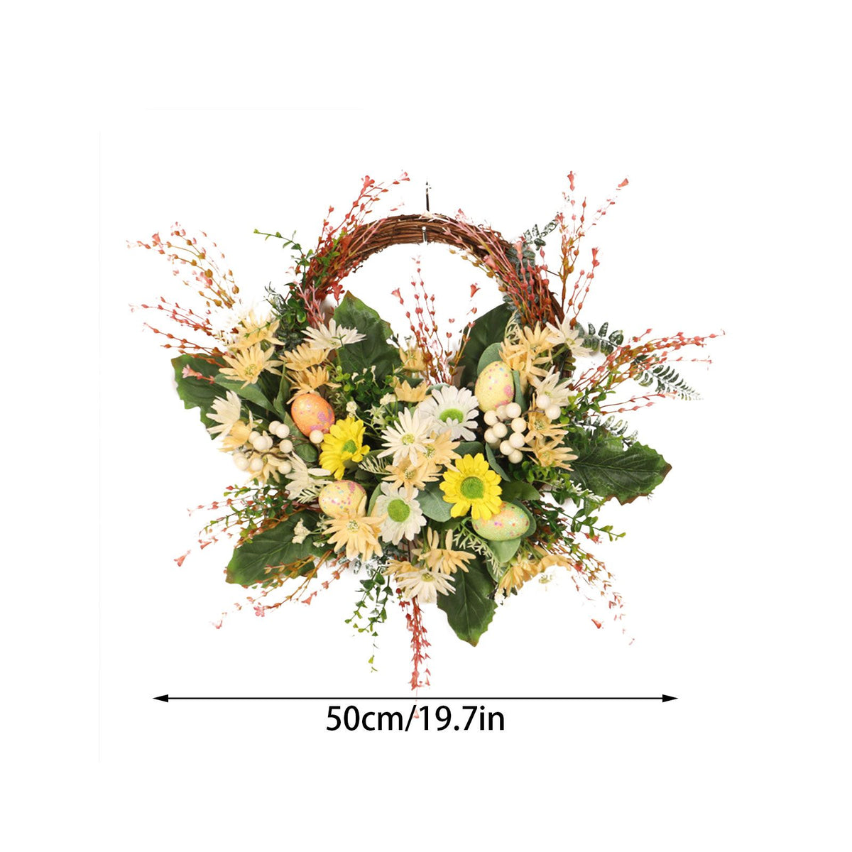 Artificial Wreath Yellow Wild Daisy Half Wreath Easter Decoration Wreath Artificial Flowers Front Door Wreath