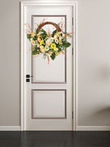 Artificial Wreath Yellow Wild Daisy Half Wreath Easter Decoration Wreath Artificial Flowers Front Door Wreath