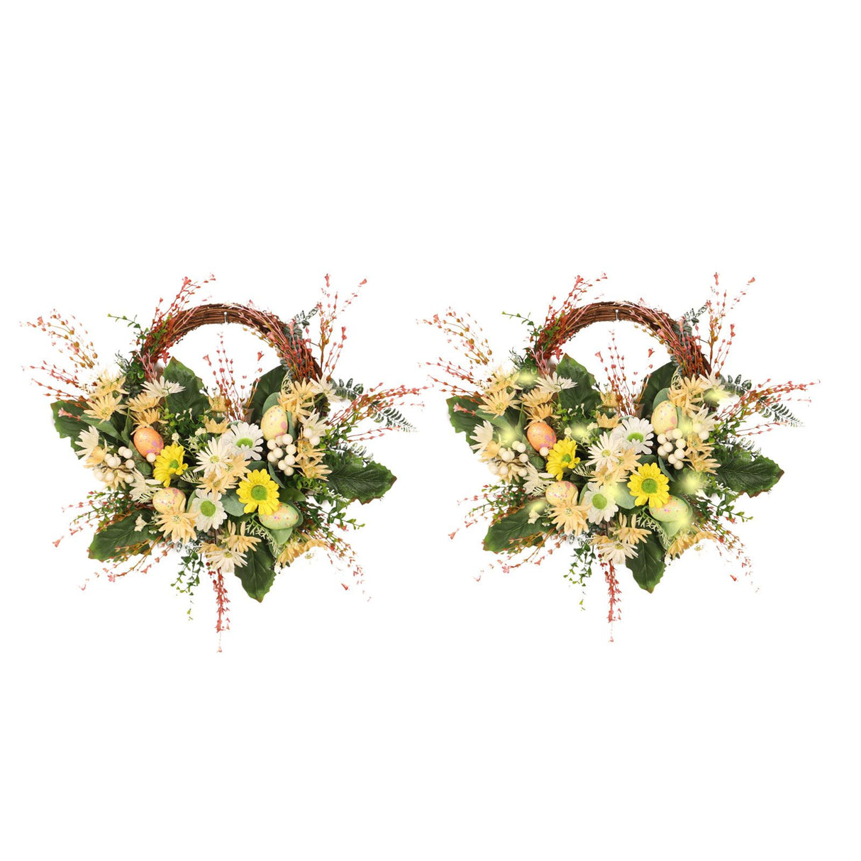 Artificial Wreath Yellow Wild Daisy Half Wreath Easter Decoration Wreath Artificial Flowers Front Door Wreath