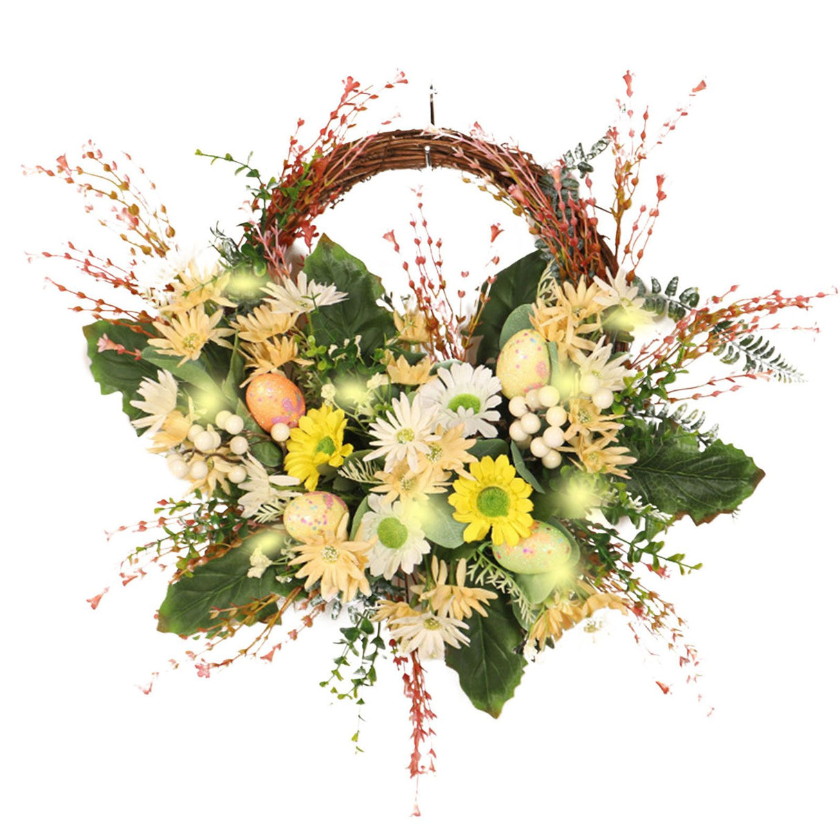 Artificial Wild Chrysanthemum Half Wreath Easter Decorative Wreaths for Home Front Door Decoration