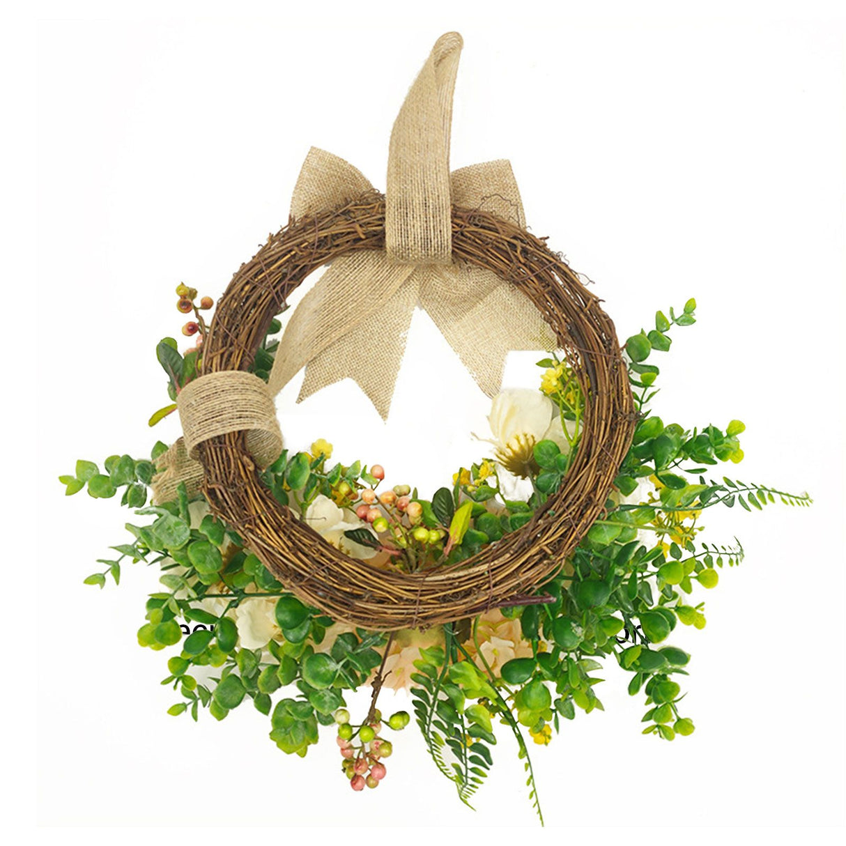 Artificial Hydrangea Wreath Spring Decorative Door Hanging Wall Wreath for Home Door