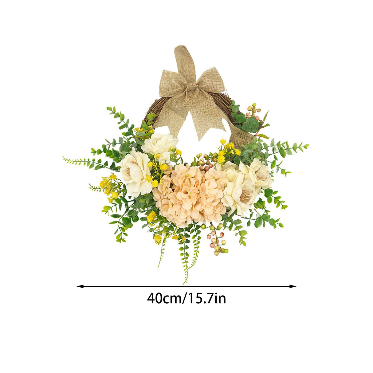 Artificial Hydrangea Wreath Spring Decorative Door Hanging Wall Wreath for Home Door