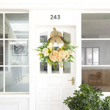 Artificial Hydrangea Wreath Spring Decorative Door Hanging Wall Wreath for Home Door - Rear View