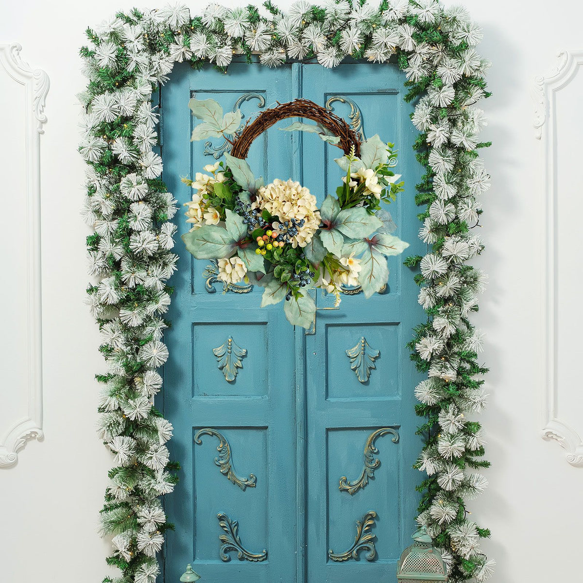 Artificial Hydrangea Wreath Spring Decorative Door Hanging Wall Wreath for Home Door