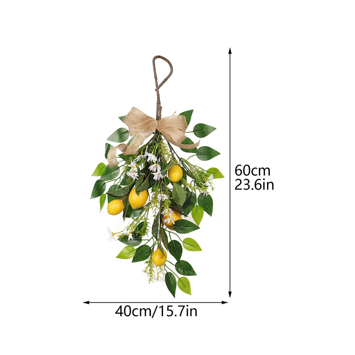 Artificial Lemon Teardrop Wreath Wall Hanging Teardrop Lemon Fruit Wreath Artificial Lemon Swag
