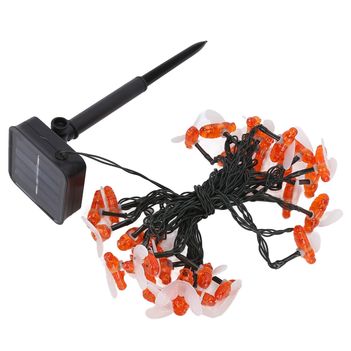LED Solar String Lights Bee Shaped Waterproof Decorative Light for Outdoor Garden Patio Warm White6.5M 30LED 2 Work Mode