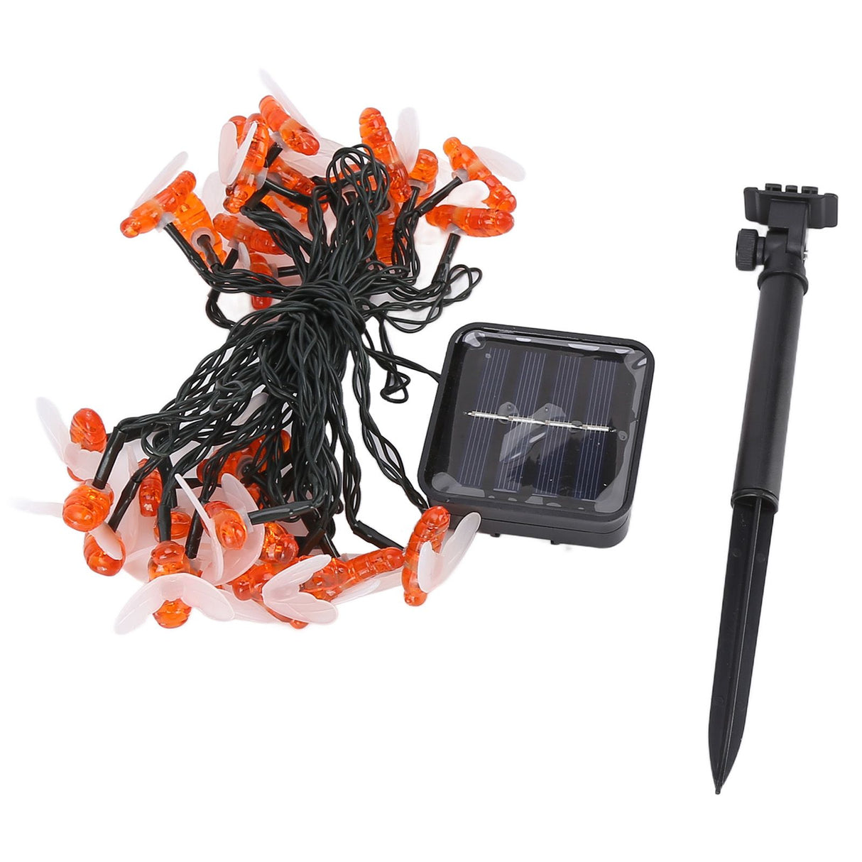 LED Solar String Lights Bee Shaped Waterproof Decorative Light for Outdoor Garden Patio Warm White6.5M 30LED 2 Work Mode