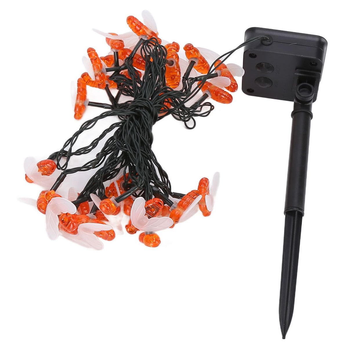 LED Solar String Lights Bee Shaped Waterproof Decorative Light for Outdoor Garden Patio Warm White6.5M 30LED 2 Work Mode