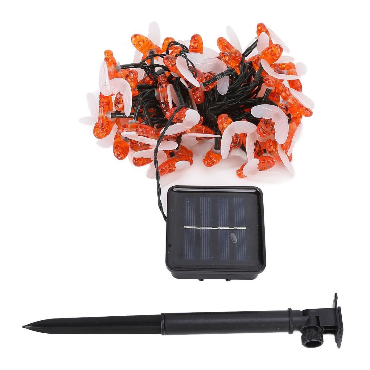 LED Solar String Lights Bee Shaped Waterproof Decorative Light for Outdoor Garden Patio Warm White7M 50LED 8 Work Mode