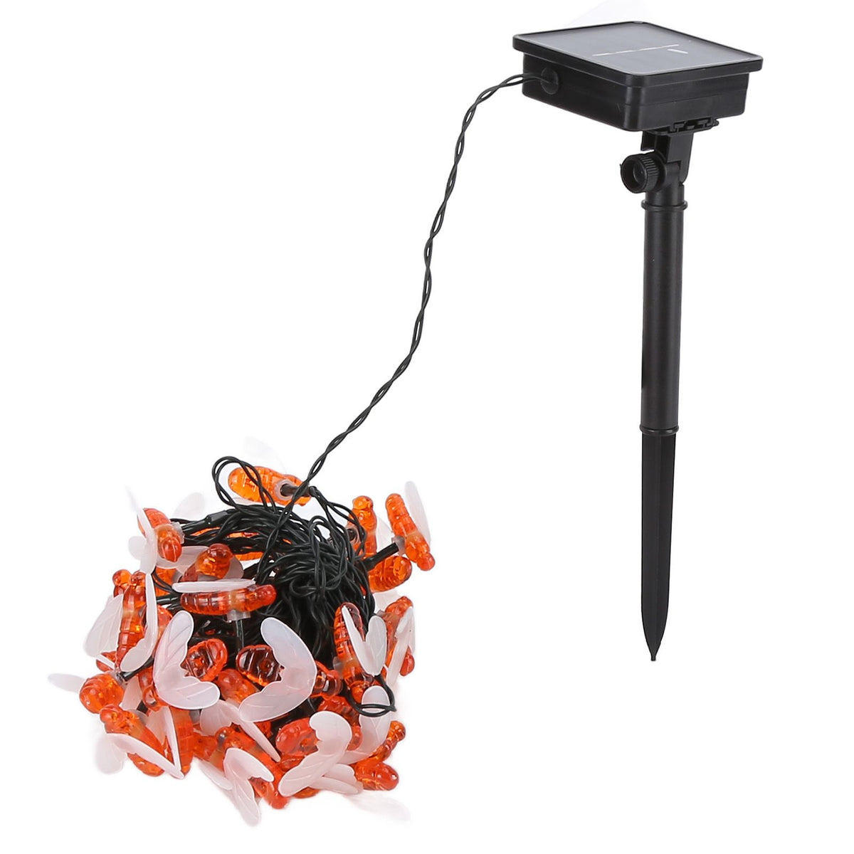 LED Solar String Lights Bee Shaped Waterproof Decorative Light for Outdoor Garden Patio Warm White7M 50LED 8 Work Mode